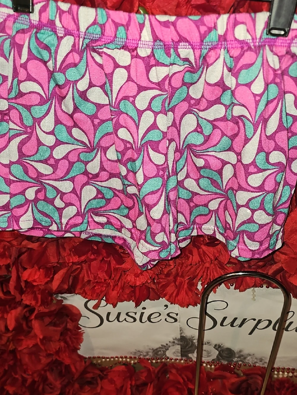 Xhilaration Girls Pink Teal Print Pajama Shorts Size 7/8